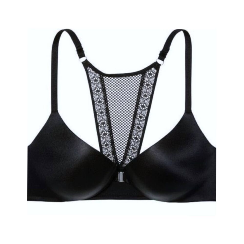 Victoria's Secret So Obsessed black pushup padded front close lace BK bra 34DDD